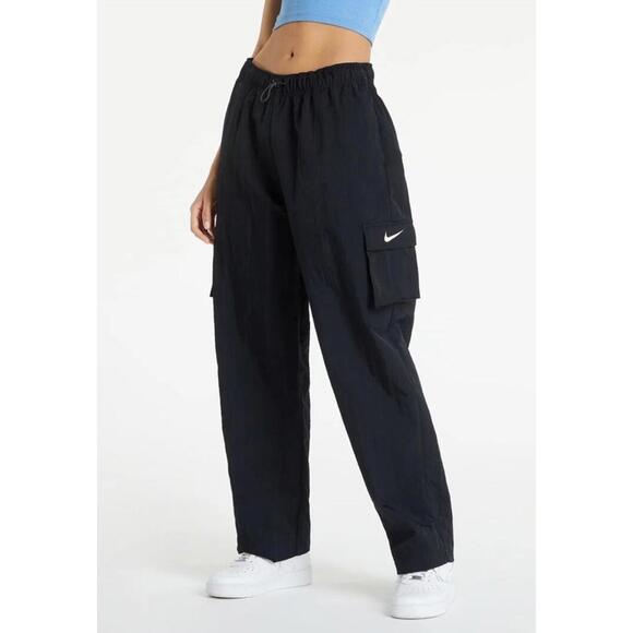 Nike Pants - NIKE Sportswear Women's Medium Black Woven Nylon Essential Oversized Cargo Pants